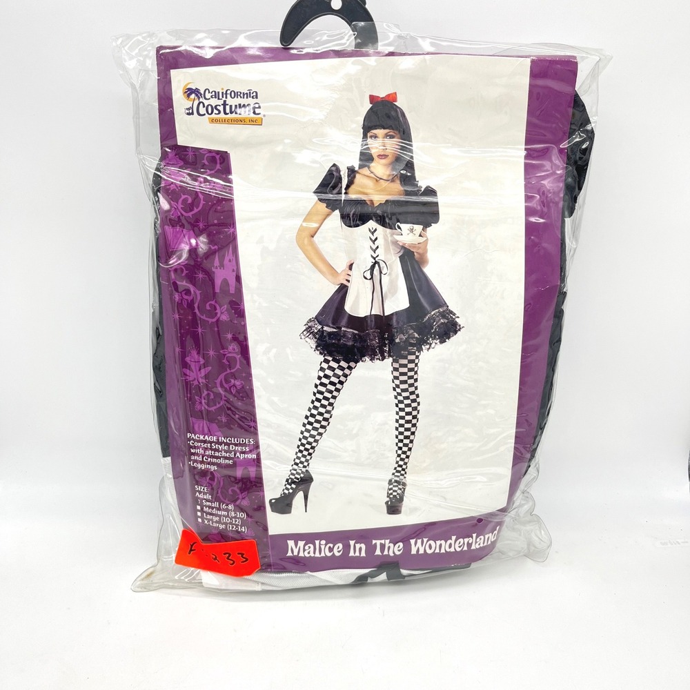 California Costumes Malice In The Wonderland Adult Small 00796 Black White Dress